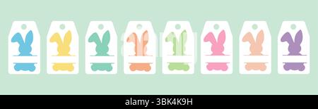 Set di etichette dei prezzi con coniglietto pasquale. Perfetto per i regali fatti a mano. Illustrazione vettoriale Illustrazione Vettoriale