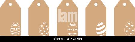 Set di etichette dei prezzi con uova di Pasqua. Etichetta di carta artigianale o di cartone per l'imballaggio regalo. Illustrazione vettoriale Illustrazione Vettoriale