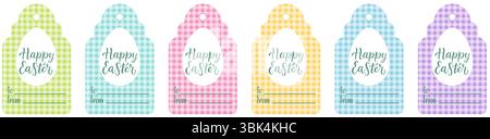 Set di etichette regalo di Pasqua. Le etichette sono presentate in una varietà di colori pastello tenui. Perfetto per aggiungere un tocco affascinante e artigianale alle vacanze Illustrazione Vettoriale
