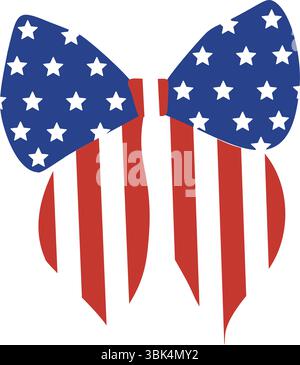 Grazioso arco patriottico con stelle e strisce della bandiera americana. Perfetto per il 4 luglio, le festività nazionali e i disegni dell'orgoglio americano. Illustrazione vettoriale Illustrazione Vettoriale