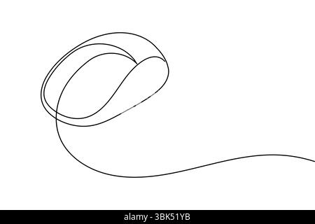 Disegno su una linea di un mouse per computer in stile minimale illustrazione vettoriale isolata e pulita Illustrazione Vettoriale
