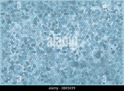 Una moltitudine di particelle rotonde di diversi diametri in diverse sfumature di blu, mescolate in modo astratto Illustrazione Vettoriale