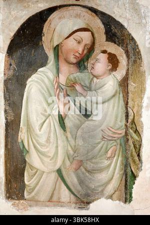Madonna del latte - affresco staccato - pittore umbro - XIV secolo - Spoleto (PG), Museo Diocesano Foto Stock