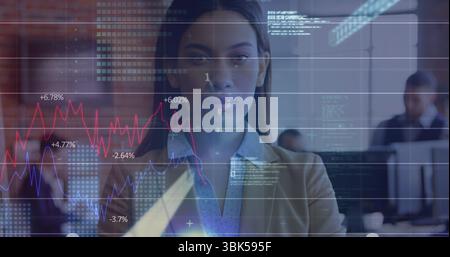 Visualizzazione di grafici finanziari in open Office, con monitor Foto Stock