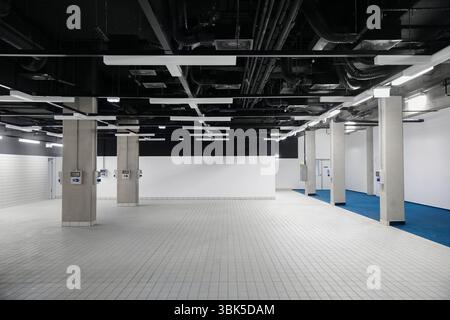 Black and White empty corridor angle shot Foto Stock