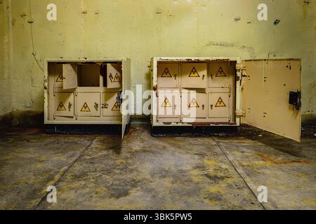 Rifiuti nucleari contenitori di Chernobyl closeup photo Foto Stock