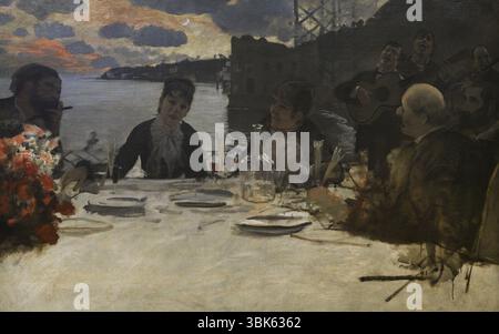 Giuseppe De Nittis (1846-1884). Pittore italiano. Pranzo a Posillipo (pranzo a Posillipo), 1879. Olio su tela, 173,3 x 109 cm. Galleria d'Arte moderna, Milano, Italia. Foto Stock
