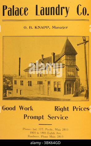 1908 Palace Laundry Company, Seattle WA ad Foto Stock