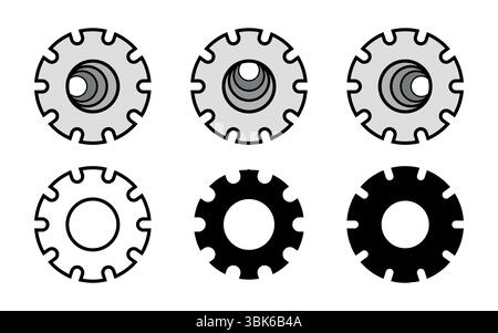 Frecce a ingranaggi e circolari che rappresentano l'ottimizzazione e l'automazione del flusso di lavoro in corso nei sistemi tecnologici Illustrazione Vettoriale