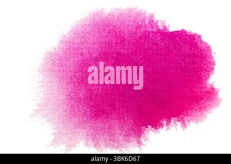 Acquerello rosa brillante spruzza su sfondo bianco Foto Stock