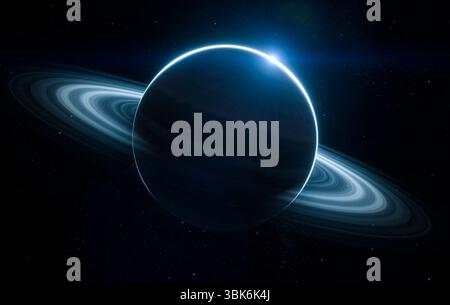 Pianeta con anelli planetari nello spazio Foto Stock