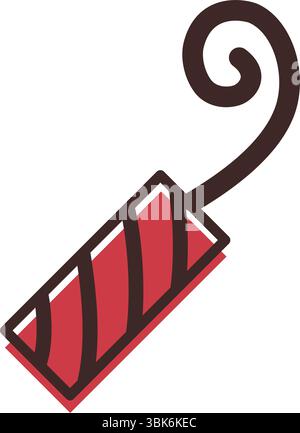 Icona rossa di firecracker. Vettore Illustrazione Vettoriale