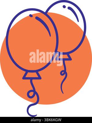 Icona della coppia di palloncini colorati. Vettore Illustrazione Vettoriale