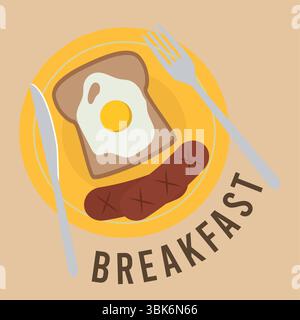 Toast all'uovo con salsiccia. Vettore Illustrazione Vettoriale