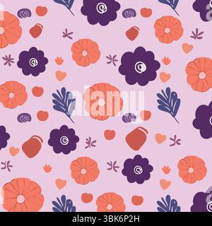 Carini mix di zucche e fiori. Vettoriale Illustrazione Vettoriale