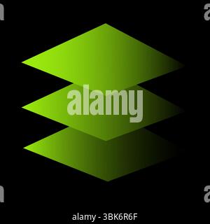 Piastrelle verdi a strati. Forma geometrica astratta. Moderno motivo a pila. Grafica digitale vettoriale. Illustrazione Vettoriale