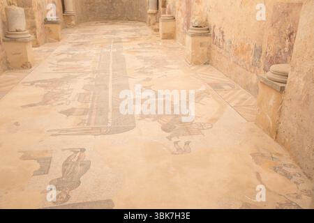 Italia, Villa Romana del Casale in Sicilia, mosaici romani Foto Stock