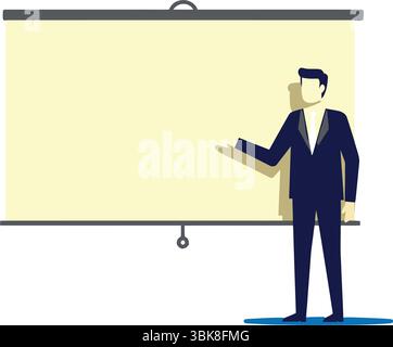 Profilo della riunione di lavoro con presentazione nella sala riunioni dell'ufficio Illustrazione Vettoriale