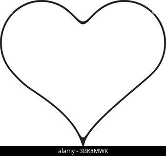 Contorno del cuore nero minimale su sfondo bianco, perfetto per l'uso romantico, artistico o grafico in modelli, cartoline, poster e altro ancora. Illustrazione Vettoriale