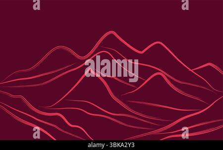 Stampa artistica in linea nel deserto di montagna. design della carta da parati per lo sfondo della copertina. Sfondi estetici astratti e contemporanei paesaggi. Illustrazione Vettoriale