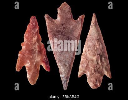 Neolithic Flint Arrowhead Points Foto Stock