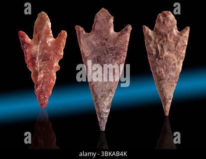 Neolithic Flint Arrowhead Points Foto Stock