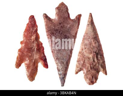 Neolithic Flint Arrowhead Points Foto Stock