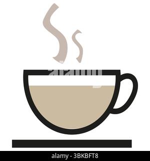 Icona bevanda calda. Vettore della tazza di caffè. Forma della tazza per la cottura a vapore. Simbolo della bevanda calda. Illustrazione Vettoriale