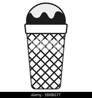 Icona gelato. Vettore cono paletta. Forma da dessert a base di waffle. Design con gocciolamento. Illustrazione Vettoriale