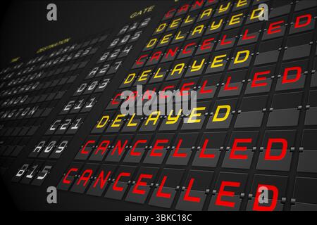 Lista delle partenze su nero scheda meccanica Foto Stock