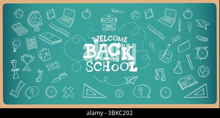Si torna a scuola scritta sulla lavagna Foto Stock