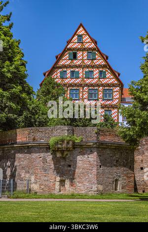 baden-Wuerttemberg : casa a metà in legno con le storiche mura cittadine di Ulma Foto Stock