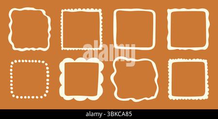 Colorata collezione di cornici quadrate disegnate a mano Illustrazione Vettoriale