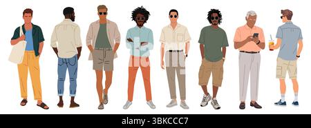 Uomini eleganti di varie razze, età e tipi di corpo Illustrazione Vettoriale