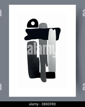 Si tratta di una composizione astratta in bianco e nero con varie forme geometriche e design Illustrazione Vettoriale