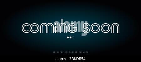 Banner disponibile a breve con elegante carattere retro Line e sfondo morbido con sfumatura luminosa, perfetto per lanci di prodotti, siti tecnici o applicazioni. Vettore Illustrazione Vettoriale