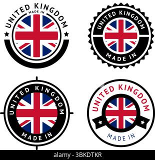 Bandiera del Regno Unito, imposta icone piatte Illustrazione Vettoriale