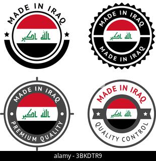 Bandiera nazionale dell'Iraq, imposta l'icona vettoriale piatta Illustrazione Vettoriale