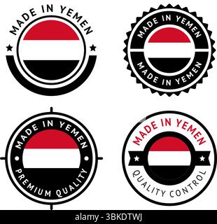 Bandiera nazionale dello Yemen, imposta l'icona vettoriale piatta Illustrazione Vettoriale
