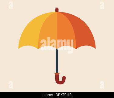 Ombrello a righe. Illustrazione vettoriale in stile piatto. Illustrazione Vettoriale