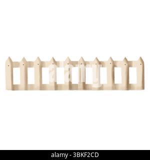 Illustrazione ad acquerello di una recinzione di legno chiaro. Dipinto in tenui tonalità beige, questo elemento rustico è perfetto per le scene di giardino e l'arredamento in campagna Foto Stock