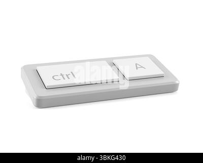Mini tastiera ctrl A su sfondo bianco. illustrazione 3d. Foto Stock
