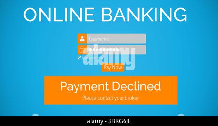 Testo dell'online banking sul display di accesso blu Foto Stock