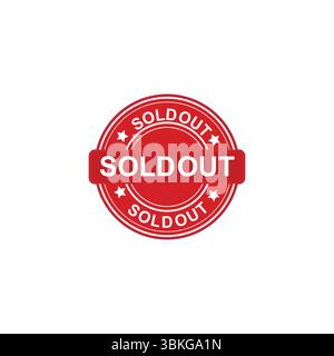 design etichetta esaurito icona rossa timbro esaurito isolato su sfondo bianco Illustrazione Vettoriale