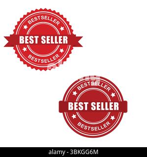 Icona del distintivo del BEST seller Vector del francobollo del bestseller rosso per la promozione del prodotto adesivo dell'etichetta del BEST seller timbro del BEST seller Illustrazione Vettoriale