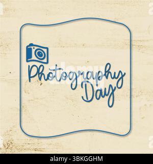 Giornata mondiale della fotografia illustrazione vettoriale – Design dell'icona della fotocamera per l'evento di celebrazione fotografica. Illustrazione Vettoriale