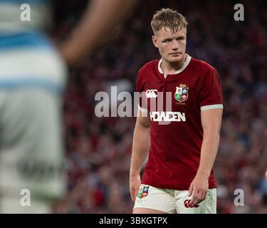 Irlanda. 20 giugno 2025. Fin Smith dei Lions durante la partita della Lions 1888 Cup tra British & Irish Lions e Argentina all'Aviva Stadium di Dublino, Irlanda, il 20 giugno 2025 (foto di Andrew SURMA/ Credit: SIPA USA/Alamy Live News Foto Stock