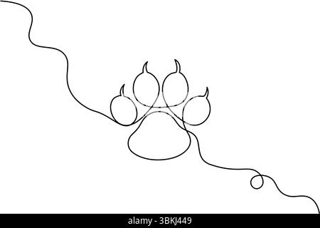 Zampa di cane di una linea disegnando un'illustrazione vettoriale minimalista Illustrazione Vettoriale