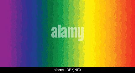 Elemento di design dello sfondo a onda con flag orgoglio LGBTQ. Sfondo isolato nell'illustrazione della bandiera Arcobaleno Pride. Modello banner vettoriale per orgoglio Illustrazione Vettoriale