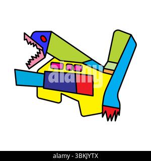 illustrazione astratta giocosa colorata del vettore del robot dei mostri dei dinosauri Illustrazione Vettoriale